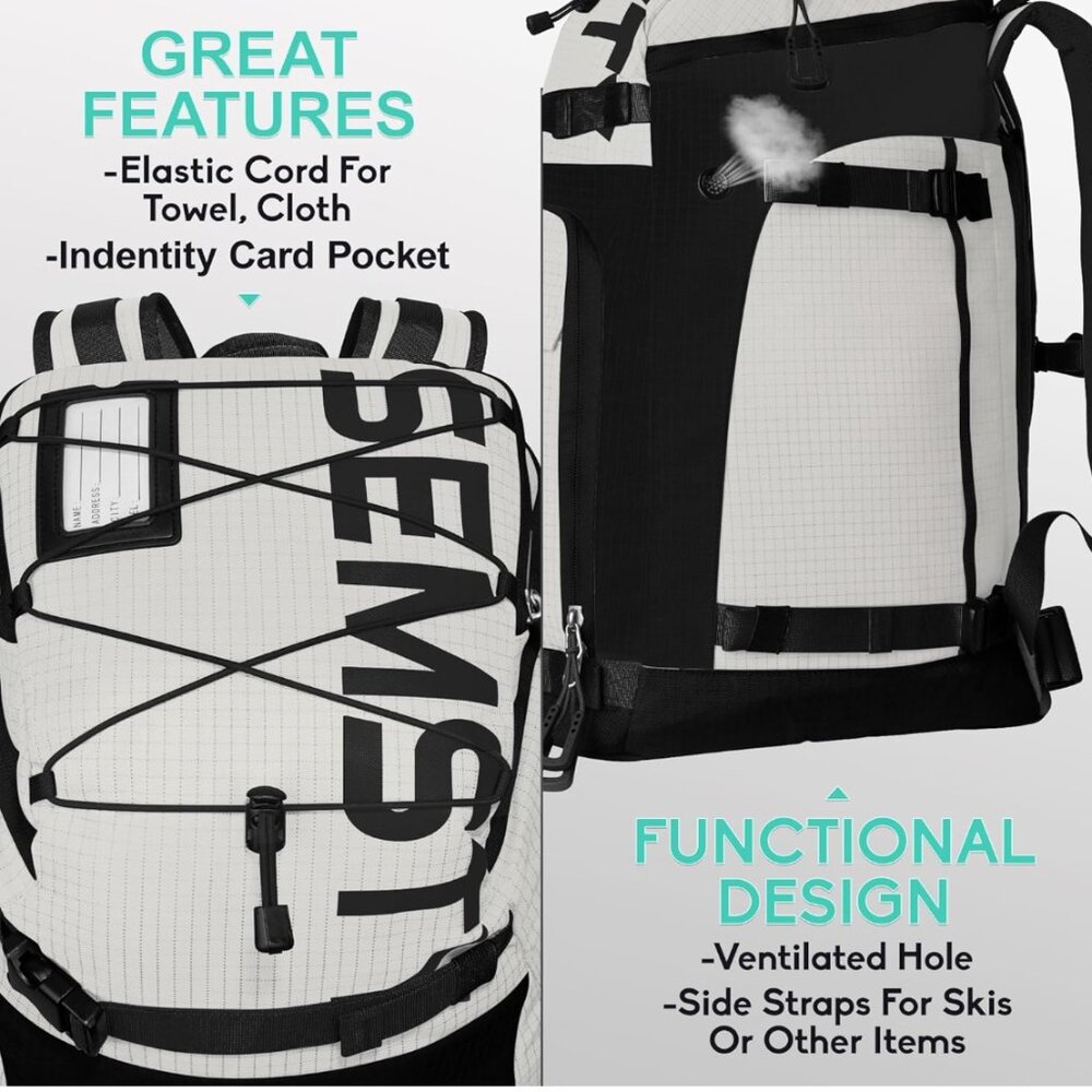 Ski Boot Bag, 55L Waterproof Ski and Snowboard Boots Travel Backpack - Picture 4 of 6